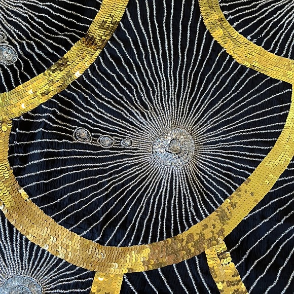 Vtg Disco Beaded Sequin Rhinestone Size Small Elegant Evening Gatsby 100% Silk - Picture 16 of 16